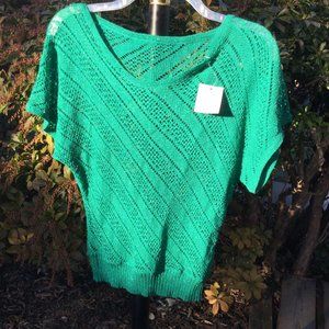 Metallic Green Crossing Knit Outwear